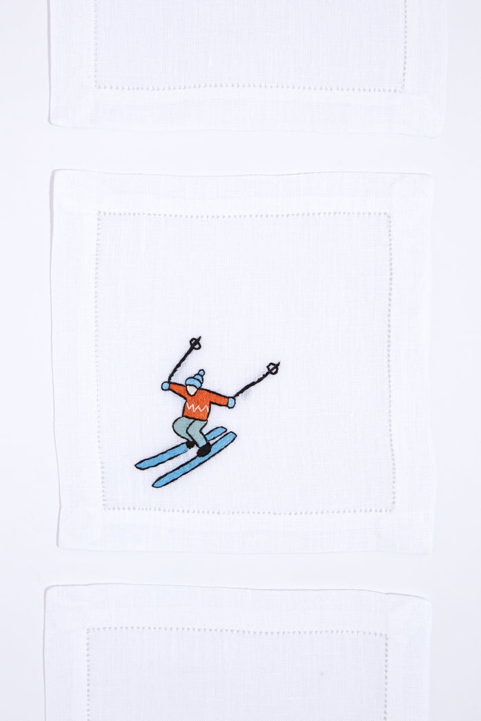 Skiers Cocktail Napkins Set of 4