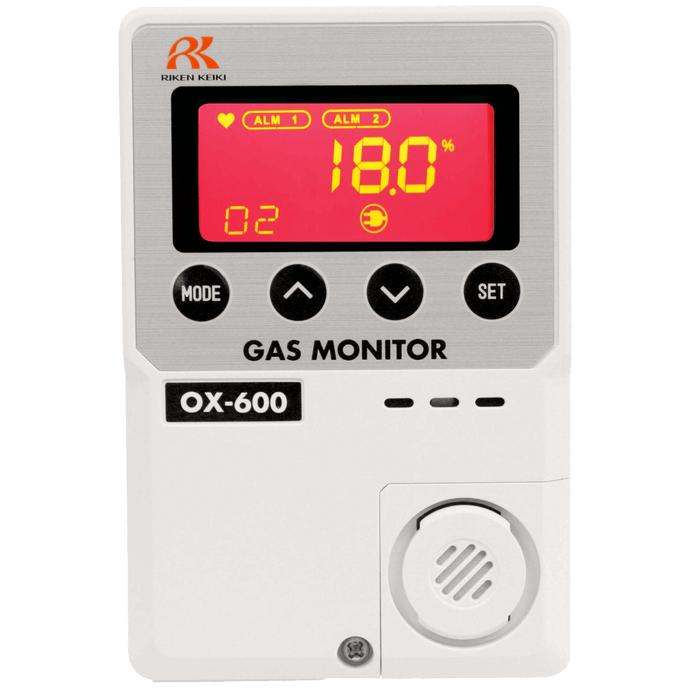 RKI standalone monitor that detects Oxygen (O2) for IVF Labs. Red.
