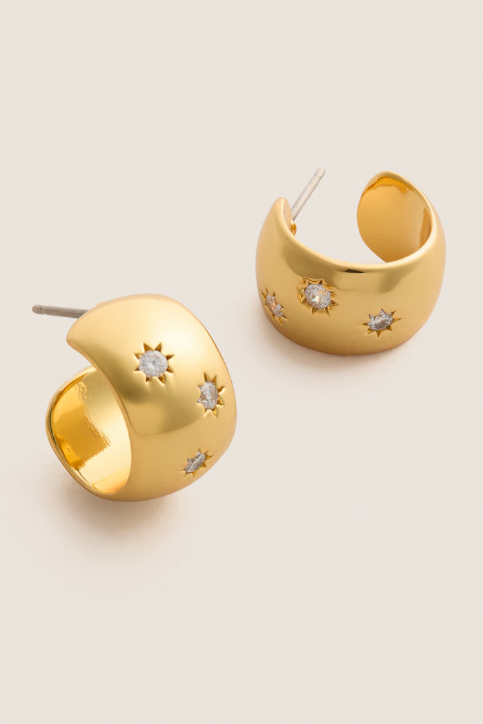 Starry Night Gold Huggie Earrings