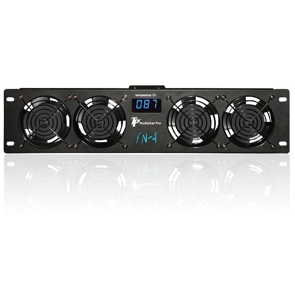 Technical Pro FN4 4-Fan Rack Mountable Cooling Unit with Temperature Readout - Audiofeen