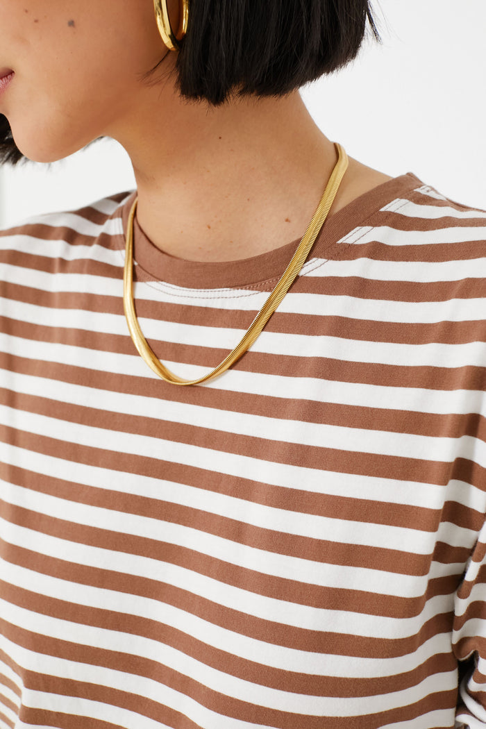 The Walnut and Cream Modern Long Tee