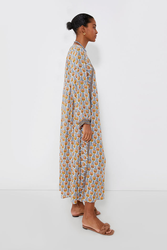 Tulip Print French Blue Fiore Maxi Dress