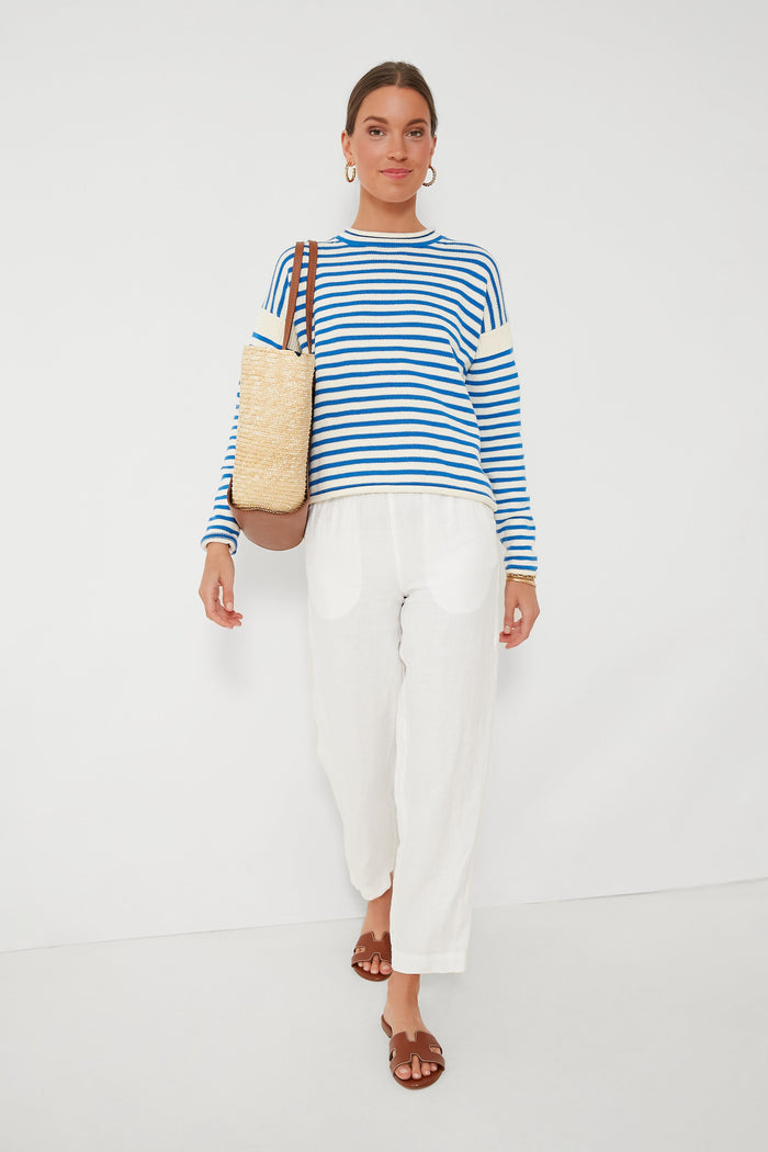 Ultramarine and Ivory Mariner Roll Neck