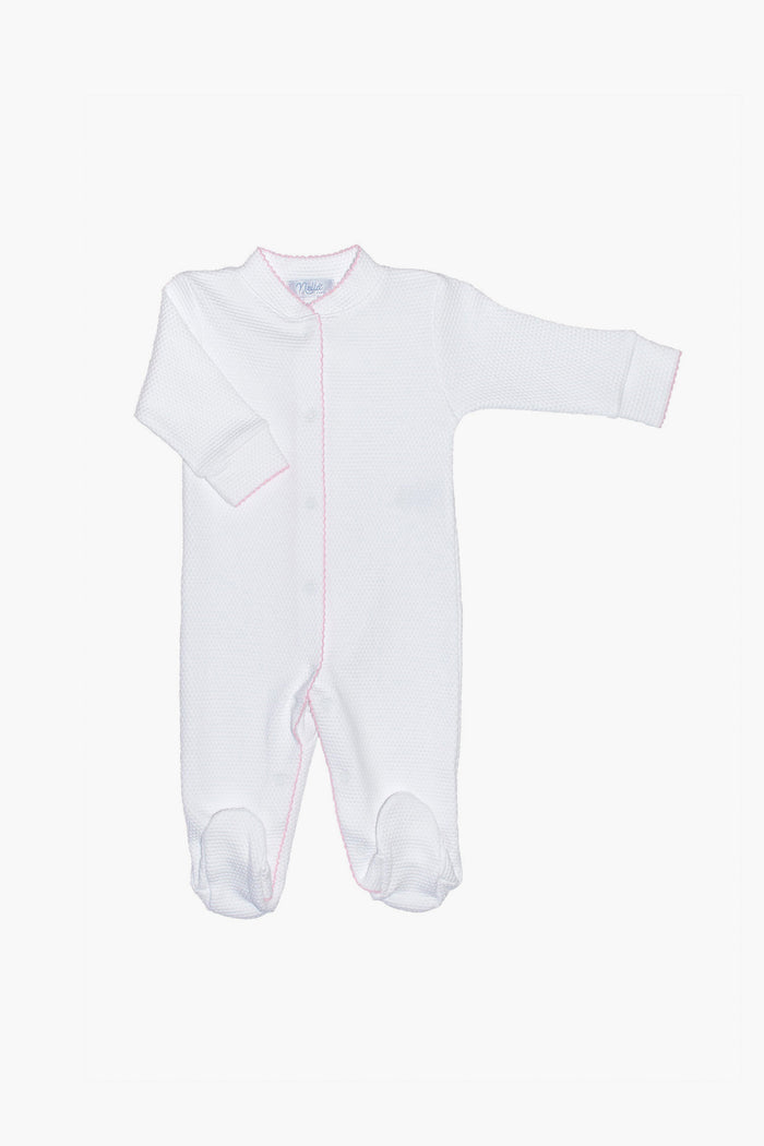 White and Pink Bubble Baby Footie