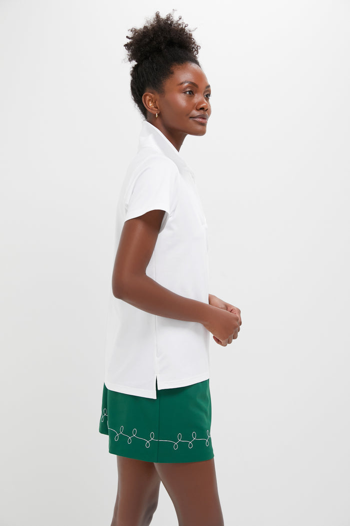 White Short Sleeve Performance Jersey Caroline Polo