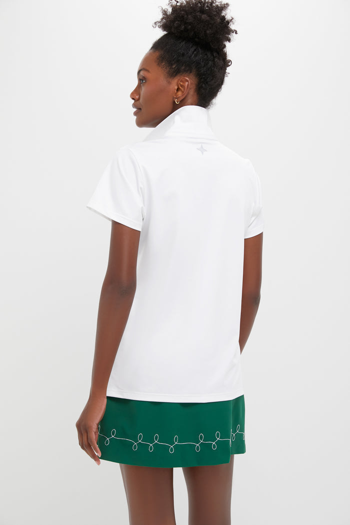 White Short Sleeve Performance Jersey Caroline Polo