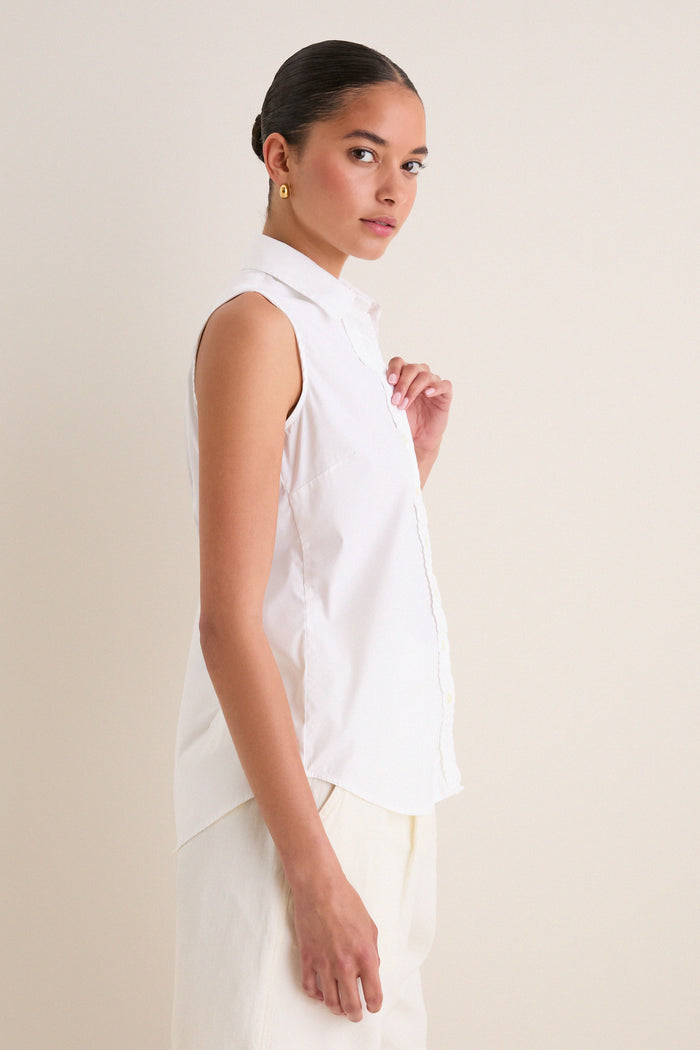 White Sleeveless Essentials Shirt