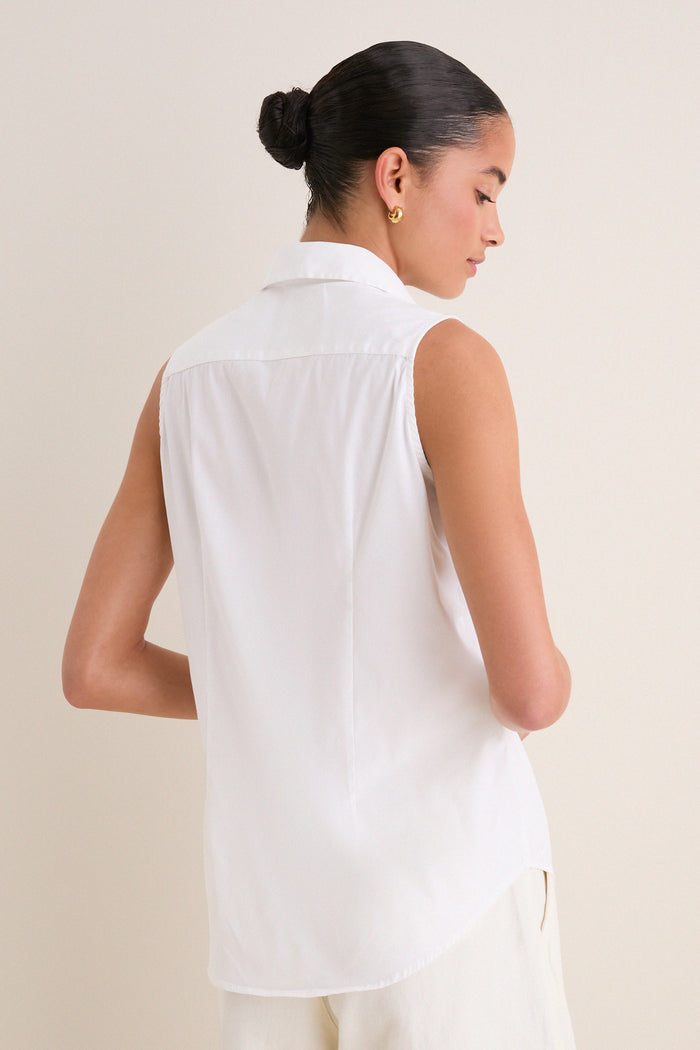 White Sleeveless Essentials Shirt