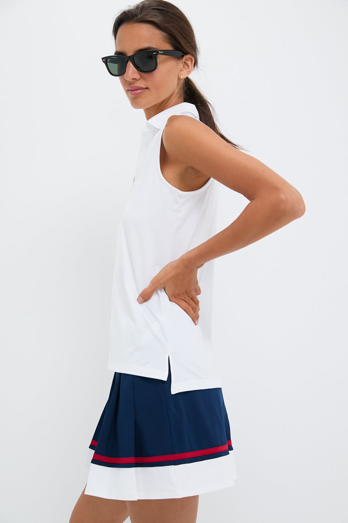 White Sleeveless Performance Jersey Caroline Polo