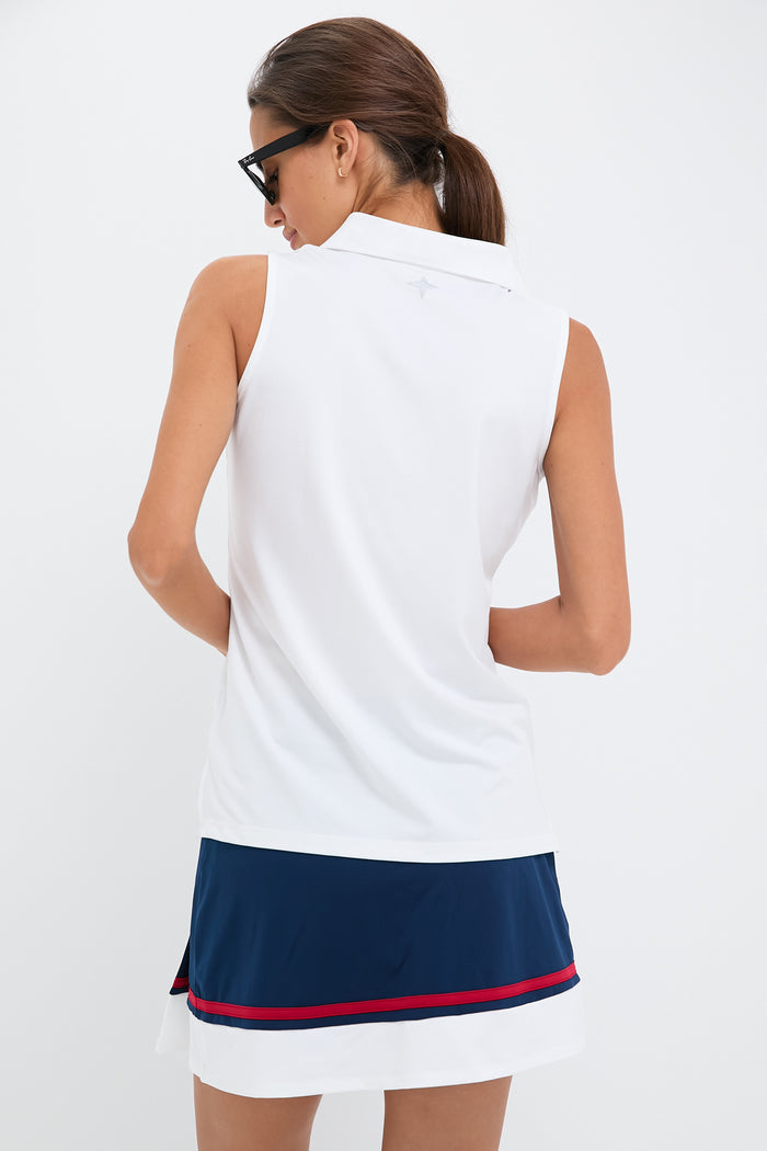 White Sleeveless Performance Jersey Caroline Polo