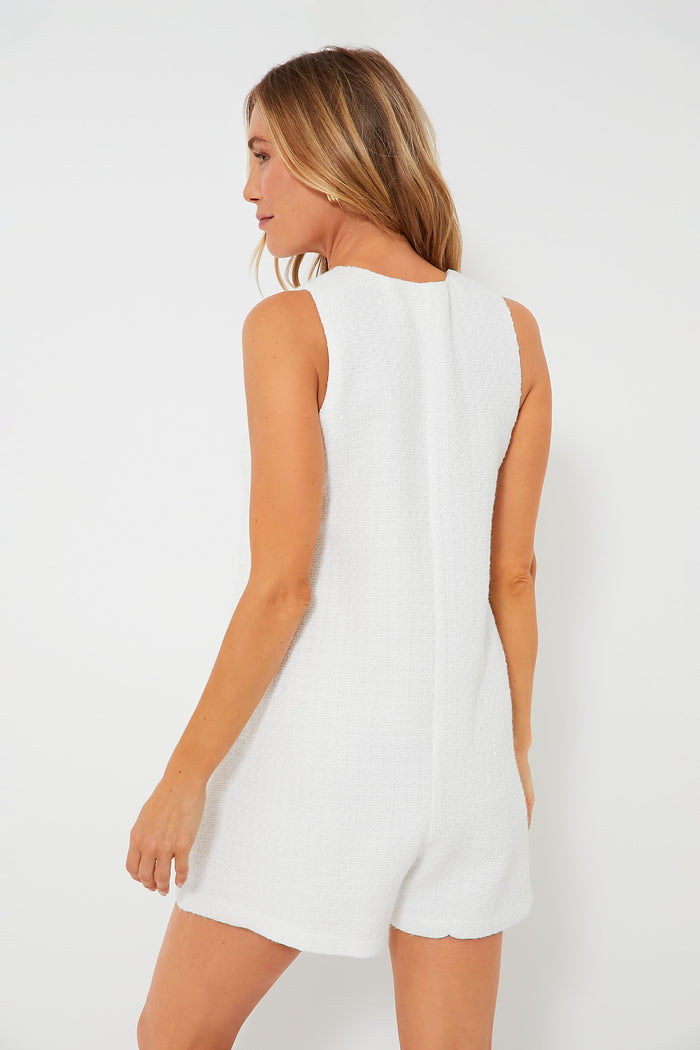 White Textured Myla Romper