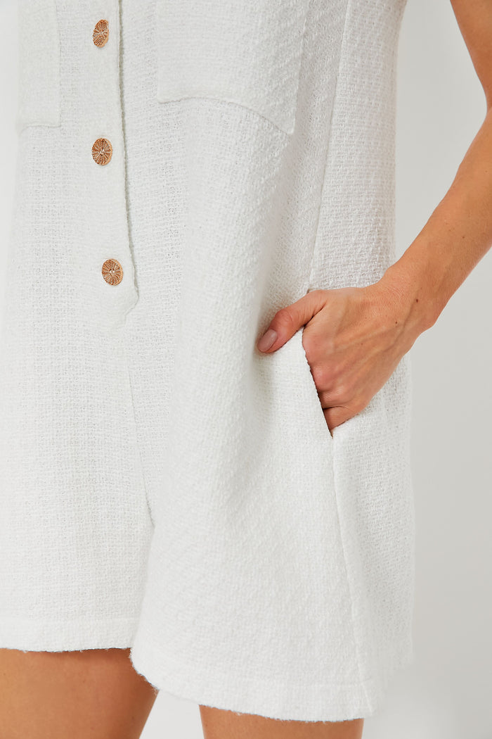 White Textured Myla Romper